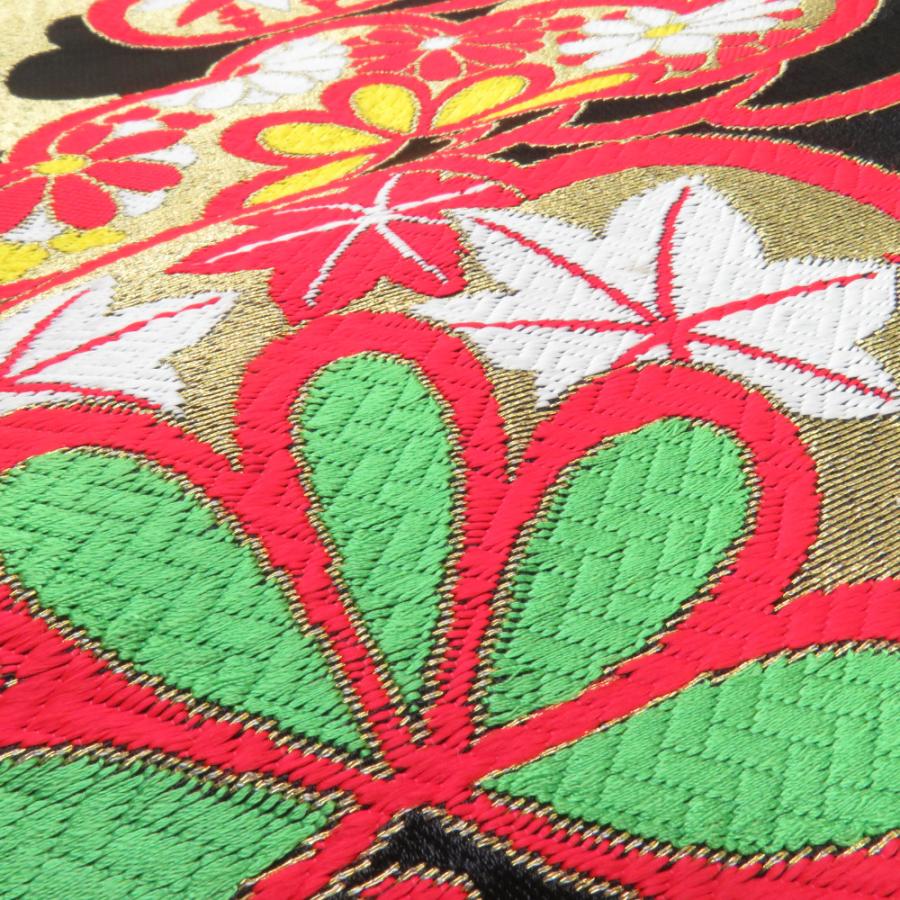 子供帯 2本セット 黒色 金色 金糸 松 菊 女児用 全通柄 織文様 アセテート ポリエステル 洗える 七五三 長さ360cm |  | 04