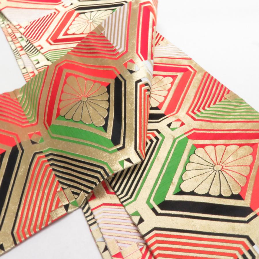 子供帯 2本セット 黒色 金色 金糸 松 菊 女児用 全通柄 織文様 アセテート ポリエステル 洗える 七五三 長さ360cm |  | 08