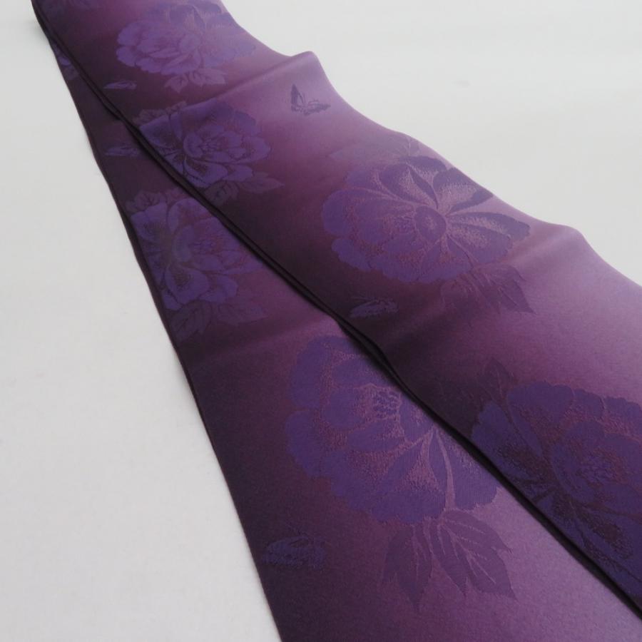 浴衣帯 2本セット ポリエステル100% パープル x ネイビー 牡丹 椿 袴下帯 半巾帯 細帯 洗える 仕立て上がり 長さ360cm |  | 02