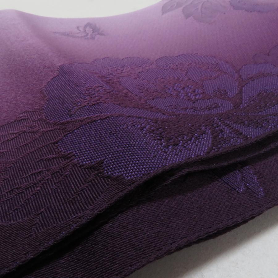 浴衣帯 2本セット ポリエステル100% パープル x ネイビー 牡丹 椿 袴下帯 半巾帯 細帯 洗える 仕立て上がり 長さ360cm |  | 06