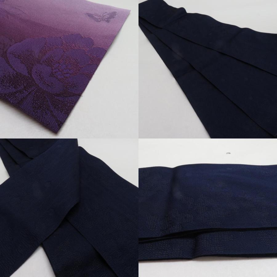 浴衣帯 2本セット ポリエステル100% パープル x ネイビー 牡丹 椿 袴下帯 半巾帯 細帯 洗える 仕立て上がり 長さ360cm |  | 08