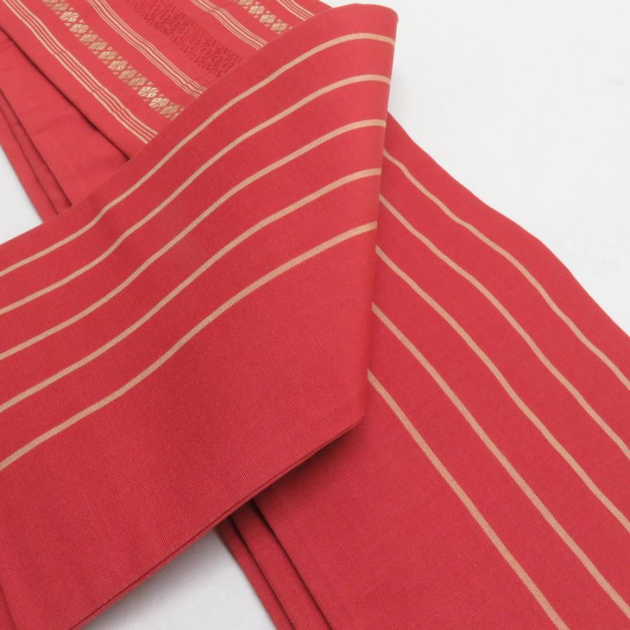 博多織 半幅帯 献上柄 臙脂色 正絹 半巾帯 小袋帯 仕立て上がり 長さ360cm |  | 02