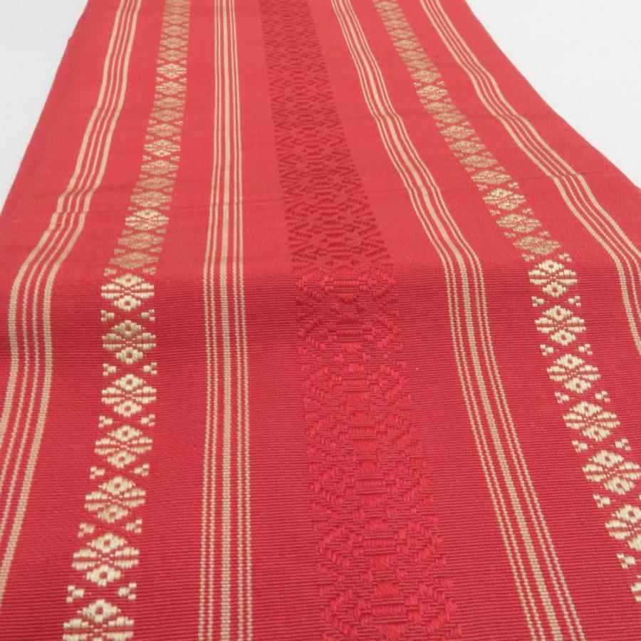 博多織 半幅帯 献上柄 臙脂色 正絹 半巾帯 小袋帯 仕立て上がり 長さ360cm |  | 03