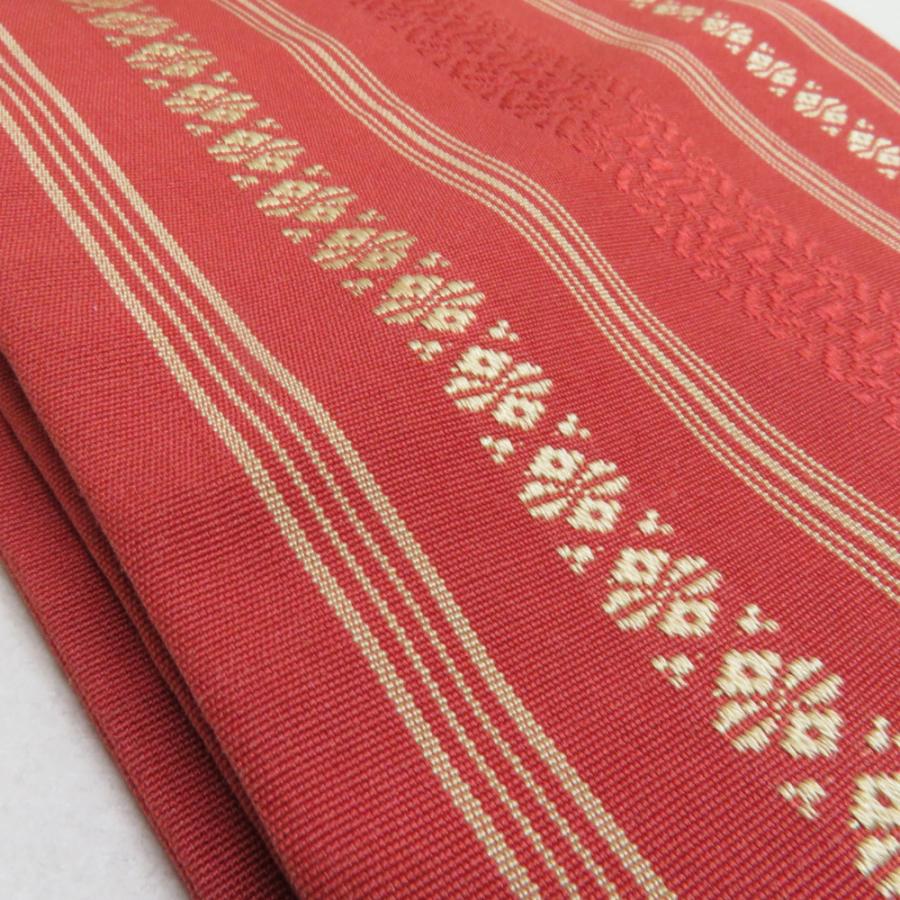 博多織 半幅帯 献上柄 臙脂色 正絹 半巾帯 小袋帯 仕立て上がり 長さ360cm |  | 04