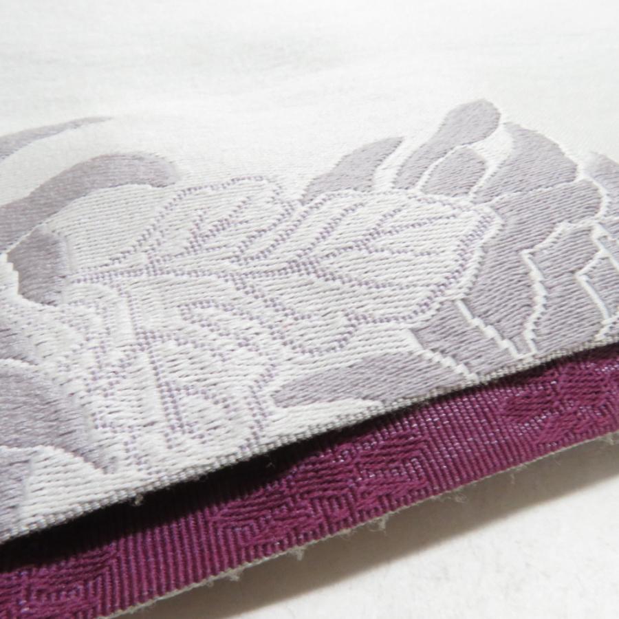 半幅帯 ポリエステル 乱菊柄 灰色 紫色 洗える 半巾帯 着物帯 長さ390cm |  | 05