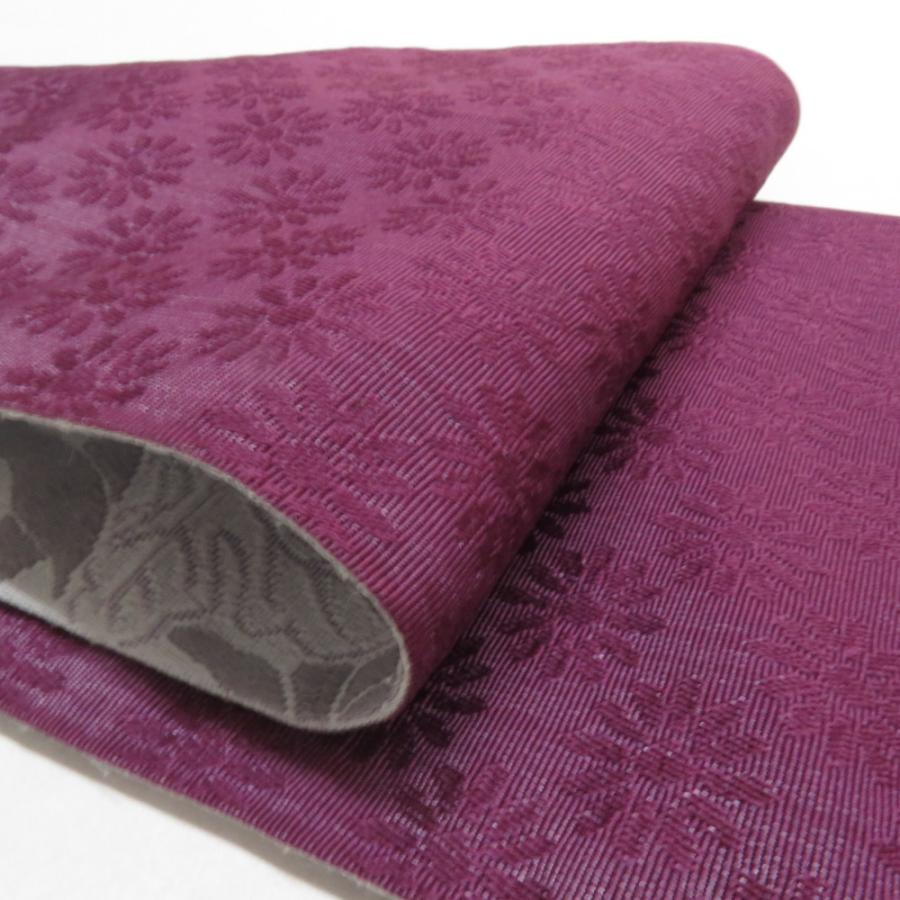 半幅帯 ポリエステル 乱菊柄 灰色 紫色 洗える 半巾帯 着物帯 長さ390cm |  | 06