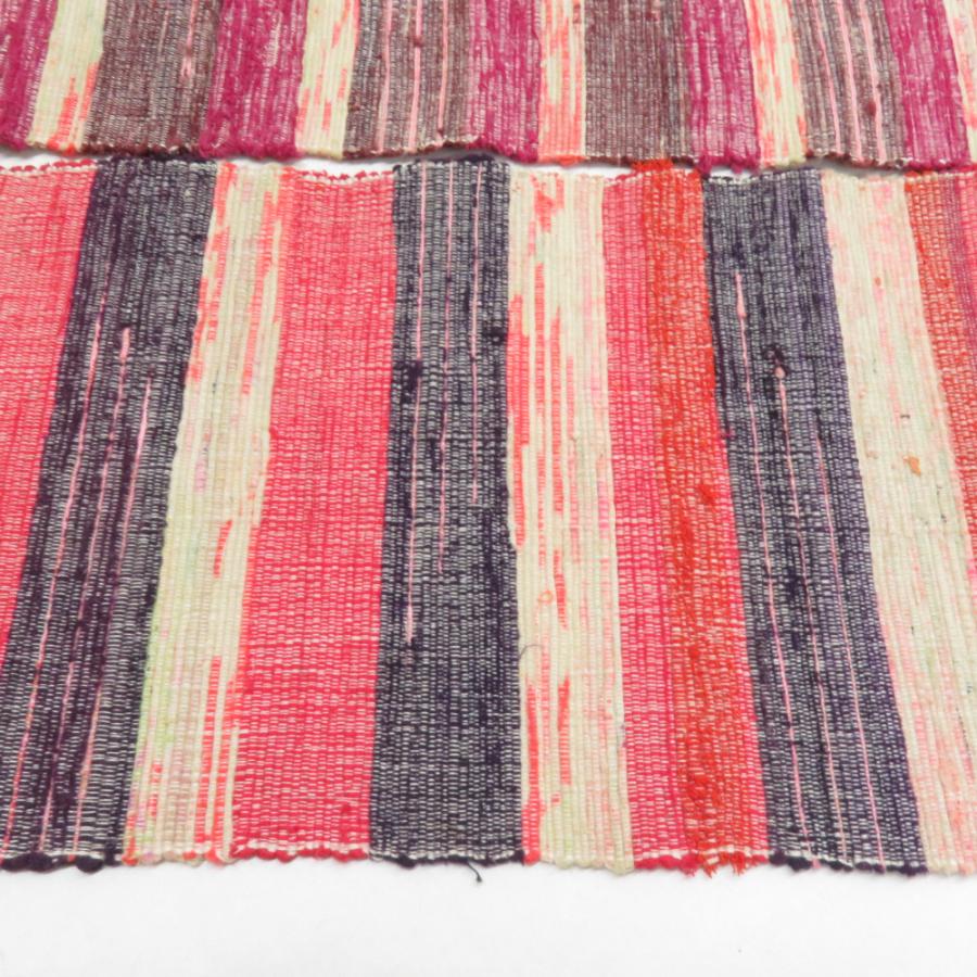 半幅帯 単衣帯 紬 裂き織り 正絹 全通柄 黄色 紫色 多色 半巾帯 着物帯 長さ260cm |  | 04