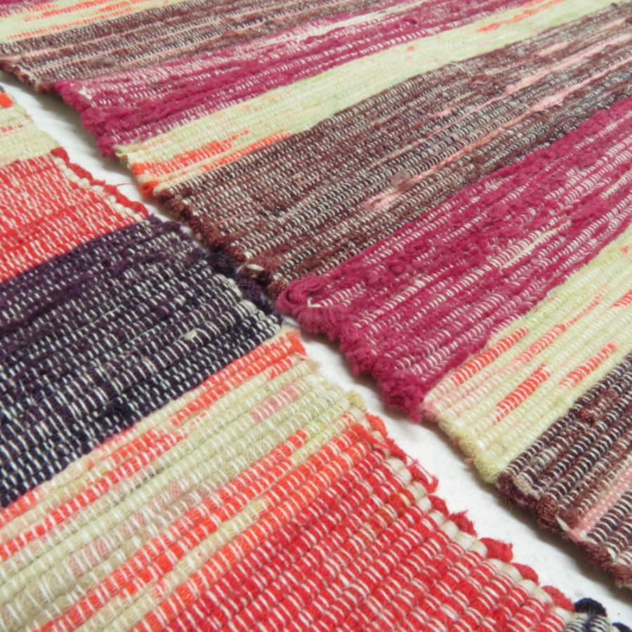 半幅帯 単衣帯 紬 裂き織り 正絹 全通柄 黄色 紫色 多色 半巾帯 着物帯 長さ260cm |  | 05