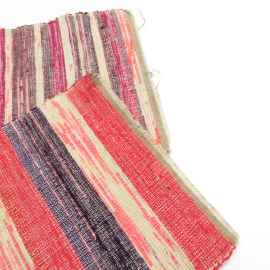 半幅帯 単衣帯 紬 裂き織り 正絹 全通柄 黄色 紫色 多色 半巾帯 着物帯 長さ260cm |  | 07