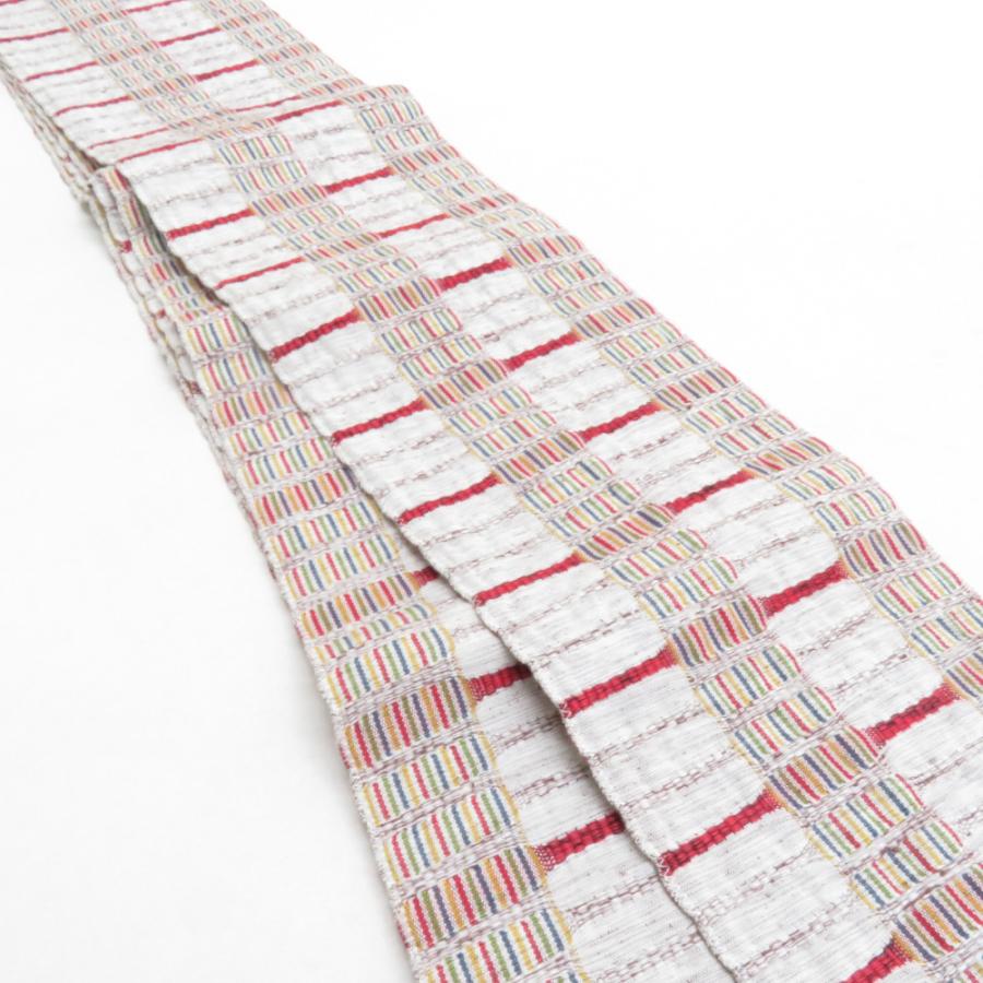 半幅帯 紬さがの 白茶色 米沢織 木綿 日本製 細帯 小袋帯 半巾帯 長さ350cm |  | 01