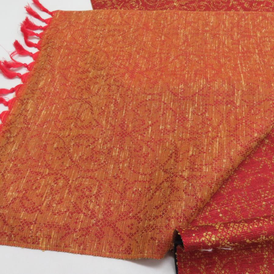 反物 着尺 洛趣織 ウール 絹 交織 赤色 幾何学 未仕立て 女性着物用 着物生地 普段きもの カジュアル 長さ1200cm |  | 06