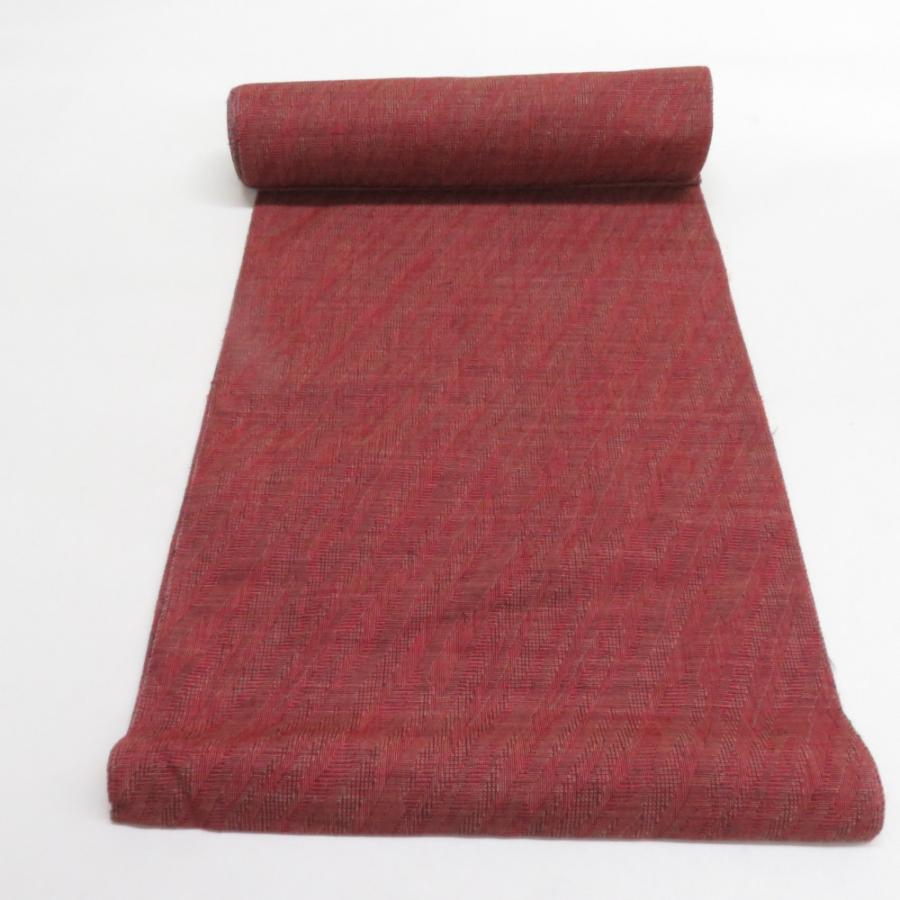 反物 着尺 ウール レーヨン 交織 赤色 幾何学 糸止め有 未仕立て 女性着物用 着物生地 普段きもの カジュアル 長さ1200cm | 