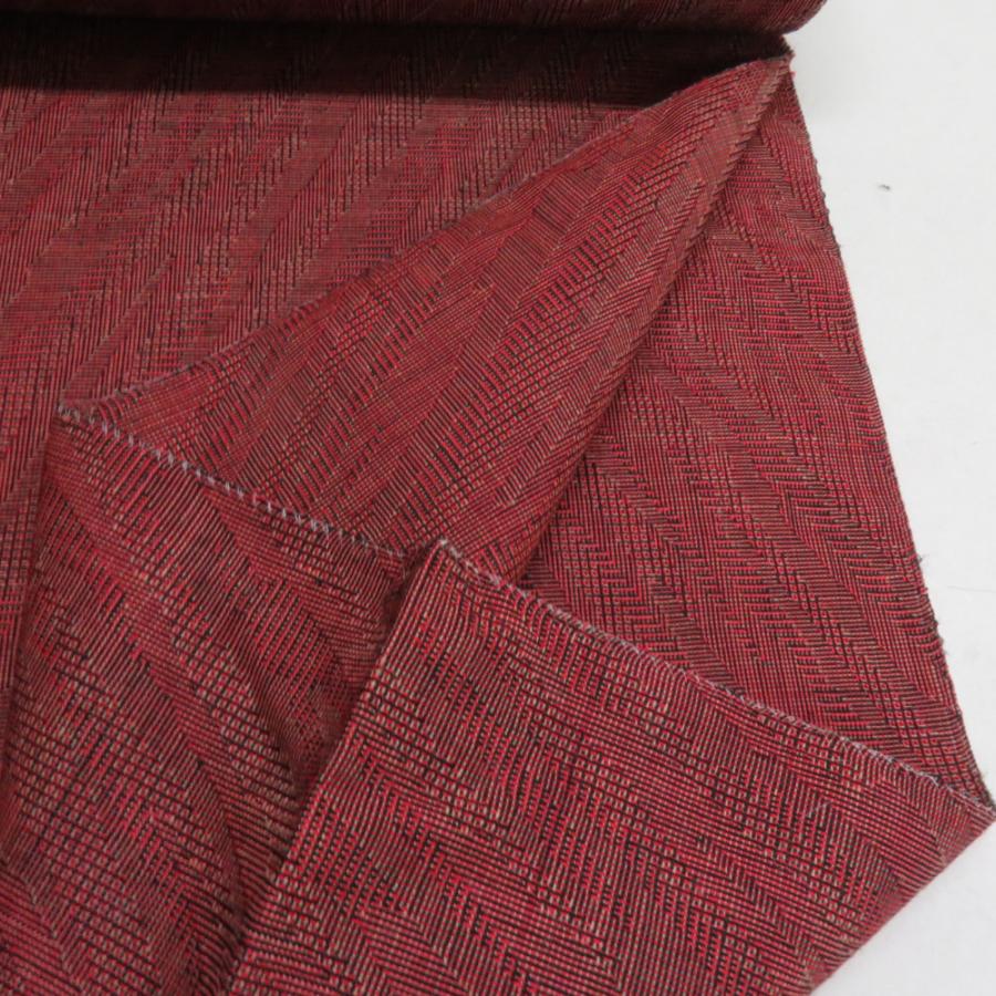 反物 着尺 ウール レーヨン 交織 赤色 幾何学 糸止め有 未仕立て 女性着物用 着物生地 普段きもの カジュアル 長さ1200cm |  | 05