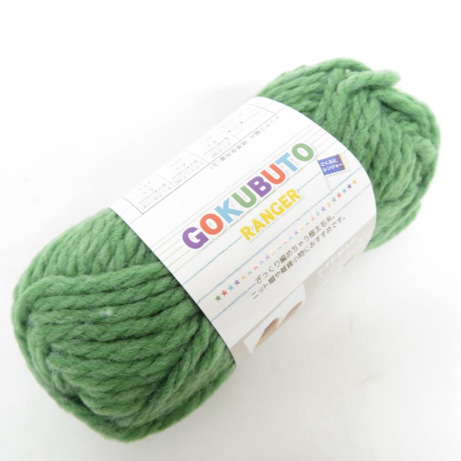 毛糸 ごくぶとレンジャー 10玉セット 1玉25ｇ 約25ｍ Col No.5 グリーン系 ごしょう産業 未使用品 |  | 01