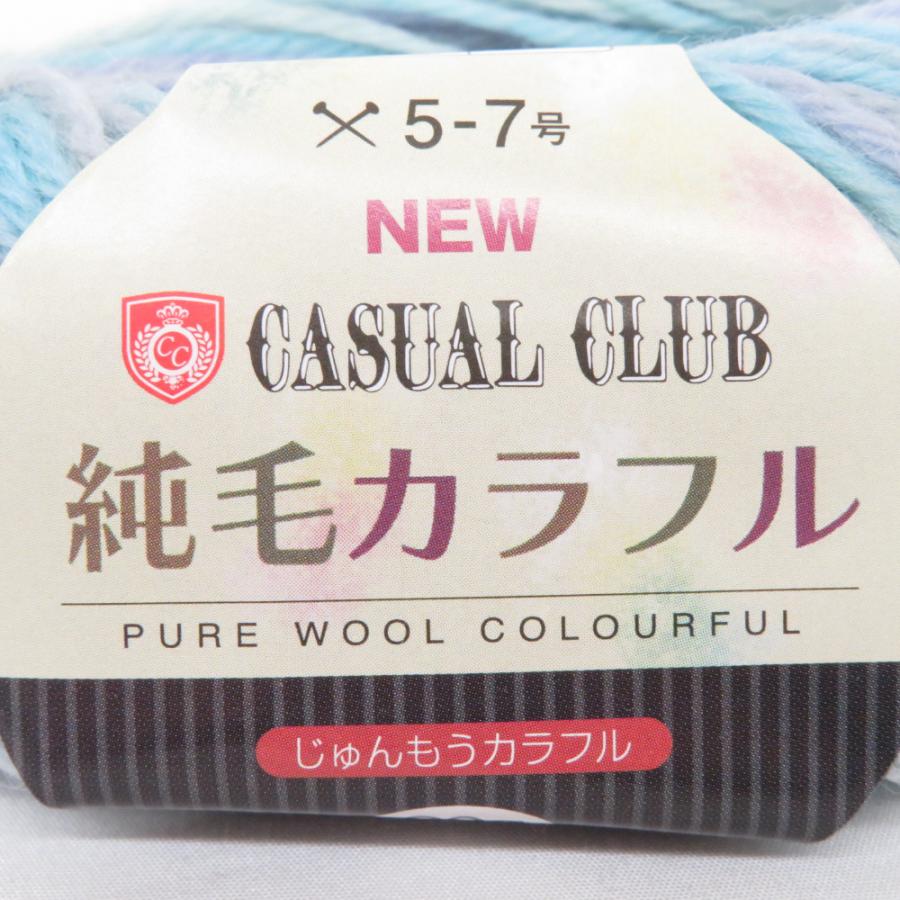 毛糸 CASUAL CLUB 純毛カラフル 10玉セット １玉約20g 約58ｍ ウール100％ ブルー系 未使用品 |  | 03