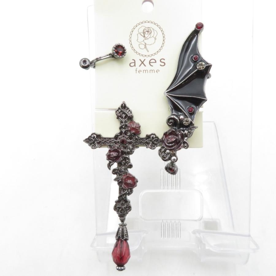 axes femme アクシーズファム イヤリング 繊翳の薔薇十字イヤリング Shadow Veil Rose Cross Earrings 黒 未使用品 | axes femme