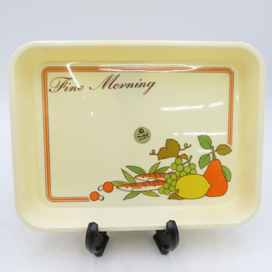 食器 昭和レトロ ワールド印 トレイ お盆 フルーツ柄×3 ブルー ムーン りんご型 小物入れ シルバー プレート×5 |  | 02