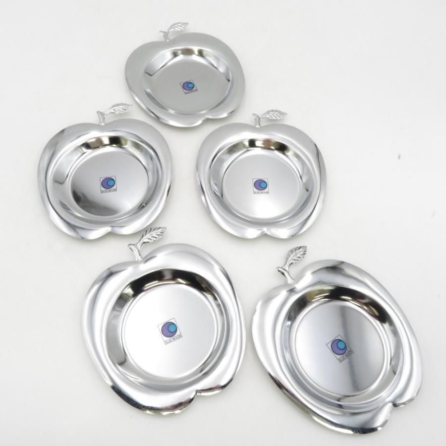 食器 昭和レトロ ワールド印 トレイ お盆 フルーツ柄×3 ブルー ムーン りんご型 小物入れ シルバー プレート×5 |  | 06