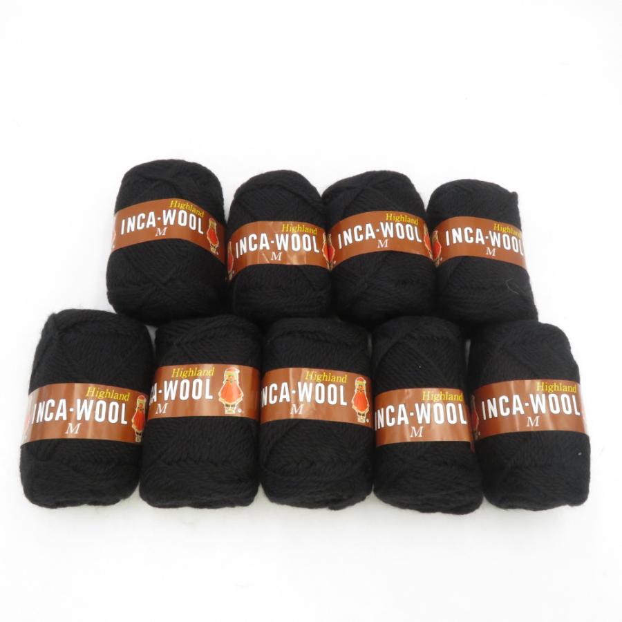 毛糸 INCA-WOOL M インカウール 並太 ブラック 9玉セット 純毛100% ペルー産 1玉50g 約80m 編み物 秋冬 | 