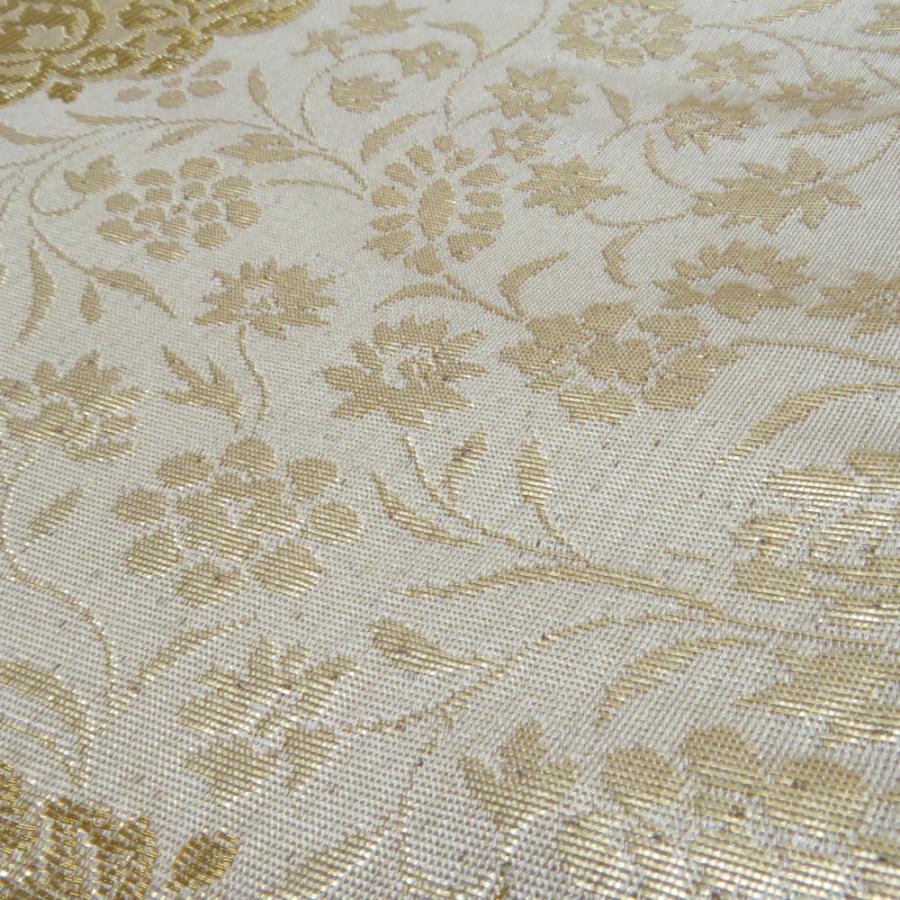 袋帯 花唐草丸文 ベージュ色 金糸 ポリエステル 六通柄 仕立て上がり 着物帯 長さ400cm |  | 06