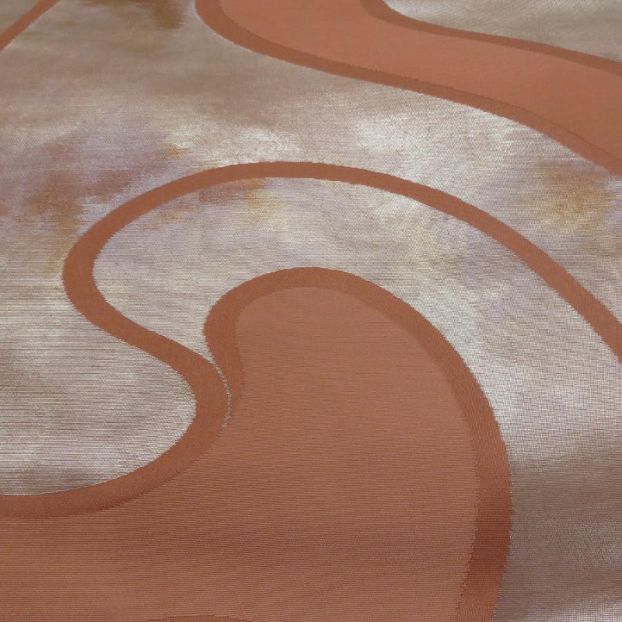 袋帯 流水文 茶橙色 箔糸 正絹 六通柄 仕立て上がり 着物帯 長さ432cm |  | 04