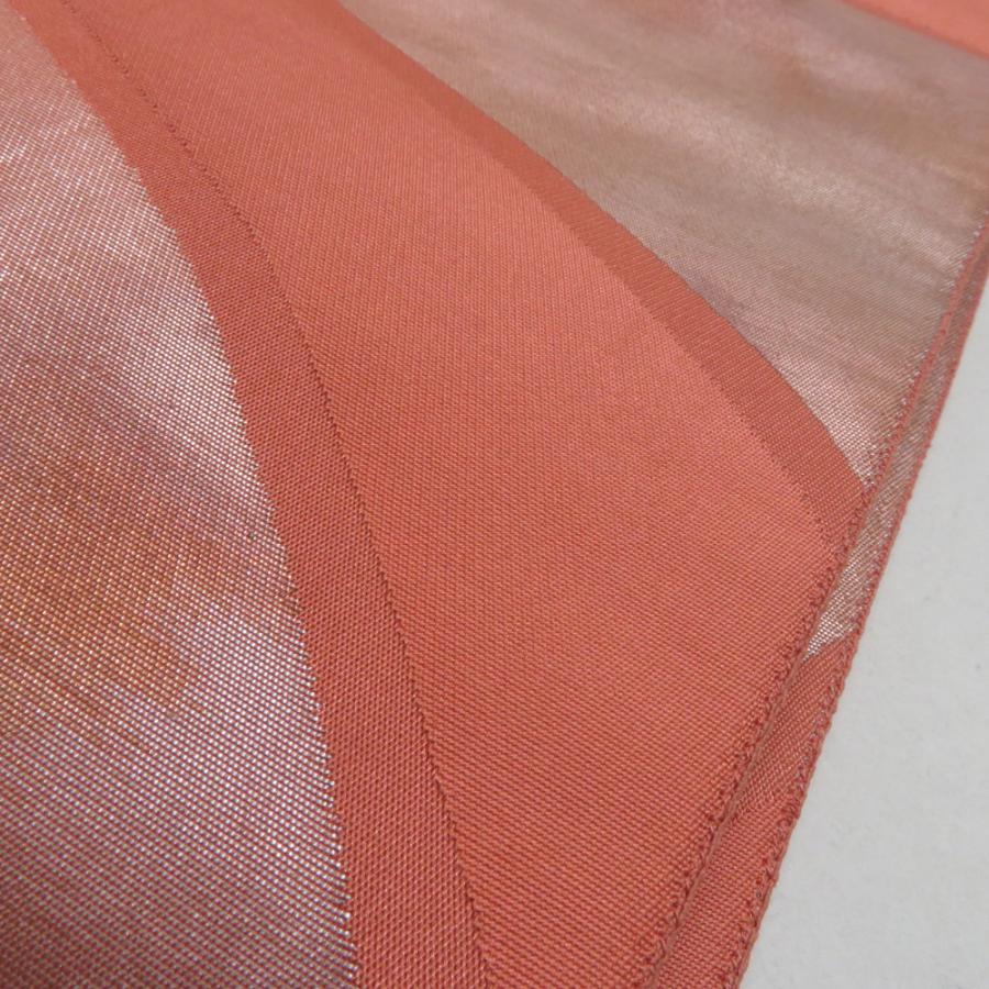 袋帯 流水文 茶橙色 箔糸 正絹 六通柄 仕立て上がり 着物帯 長さ432cm |  | 05