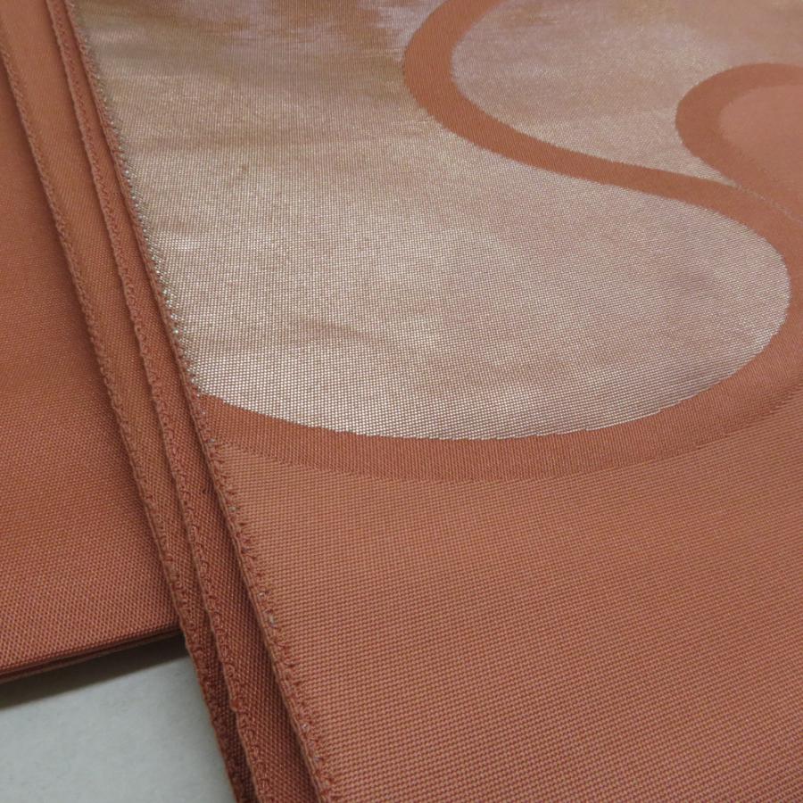 袋帯 流水文 茶橙色 箔糸 正絹 六通柄 仕立て上がり 着物帯 長さ432cm |  | 06