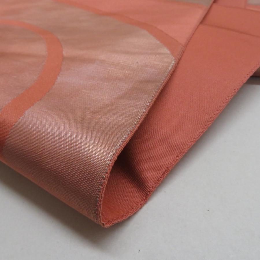 袋帯 流水文 茶橙色 箔糸 正絹 六通柄 仕立て上がり 着物帯 長さ432cm |  | 08