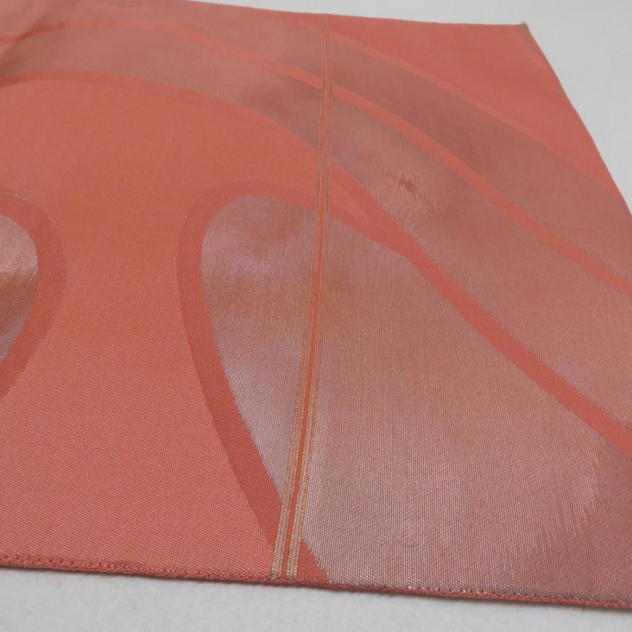 袋帯 流水文 茶橙色 箔糸 正絹 六通柄 仕立て上がり 着物帯 長さ432cm |  | 09