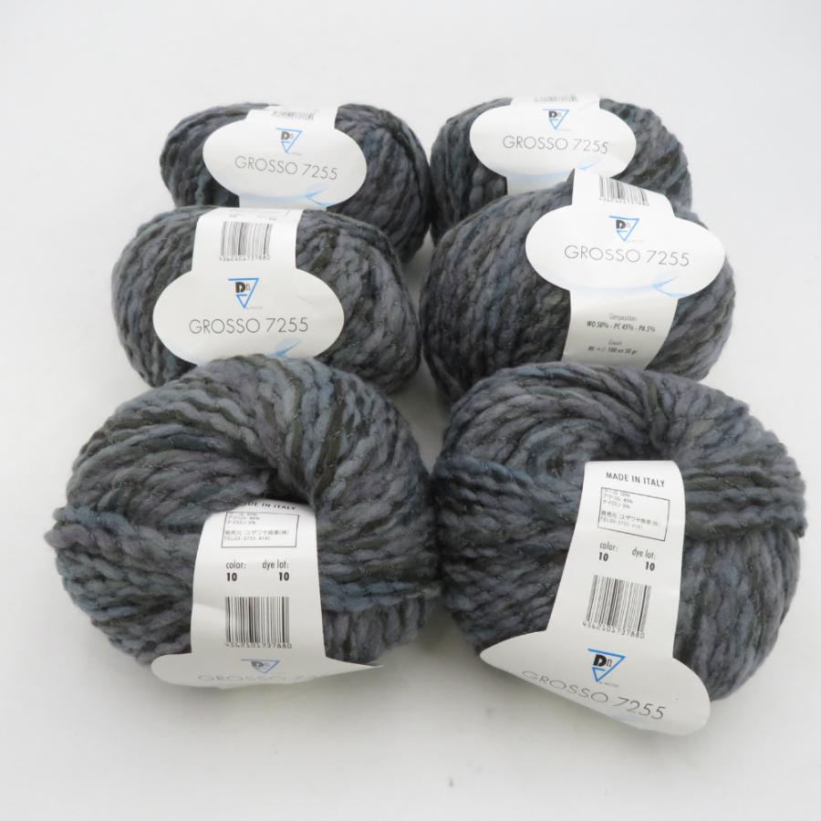 Yuzawaya ユザワヤ 毛糸 GROSSO 7255 by NICCOLI 6玉セット ウール混 イタリア製 10番色 グレー系 約50g 約100m 極太 編み物 秋冬 | 