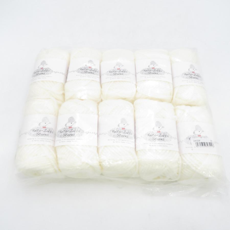 毛糸 毛糸ZAKKAストアーズ カシュアクリル 10玉セット 1番色 ホワイト 1玉約30g 約50m アクリル100% 日本製 並太 秋冬 未使用品 | 