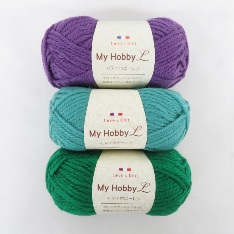 毛糸 LOVE＆Knit  マイホビーL 極太 15玉セット 1玉40ｇ 48ｍ アクリル100％ グリーン パープル系 未使用品 |  | 01