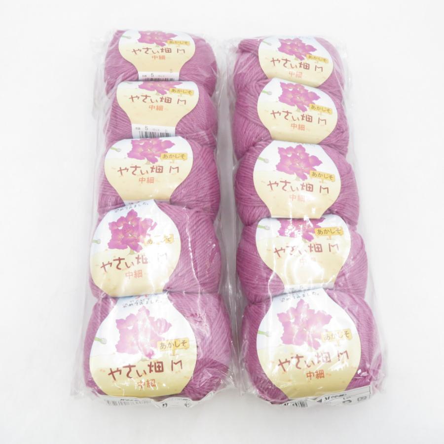 ハマナカ 毛糸 やさい畑 M 中細 10玉セット 5番色 あかじそ 1玉40g玉巻 約146m メリノウール100％ 日本製 秋冬 未使用品 | ハマナカ