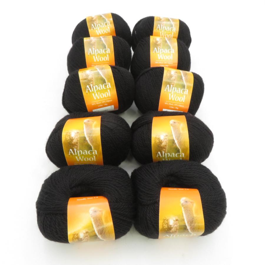 Yuzawaya ユザワヤ 毛糸 Alpaca Wool アルパカウール 10玉セット SFN50番色 1玉30g 約110m ブラック ペルー製 秋冬 海外毛糸 未使用品 | 