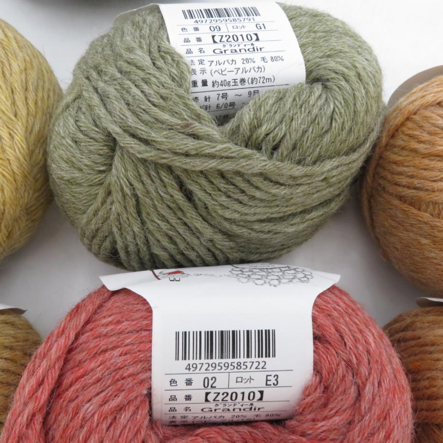 毛糸 毛糸ZAKKAストアーズ グランディール 7玉セット アソート 1玉約40g 約70m ウール アルパカ 並太 日本製 秋冬毛糸 未使用品 |  | 03