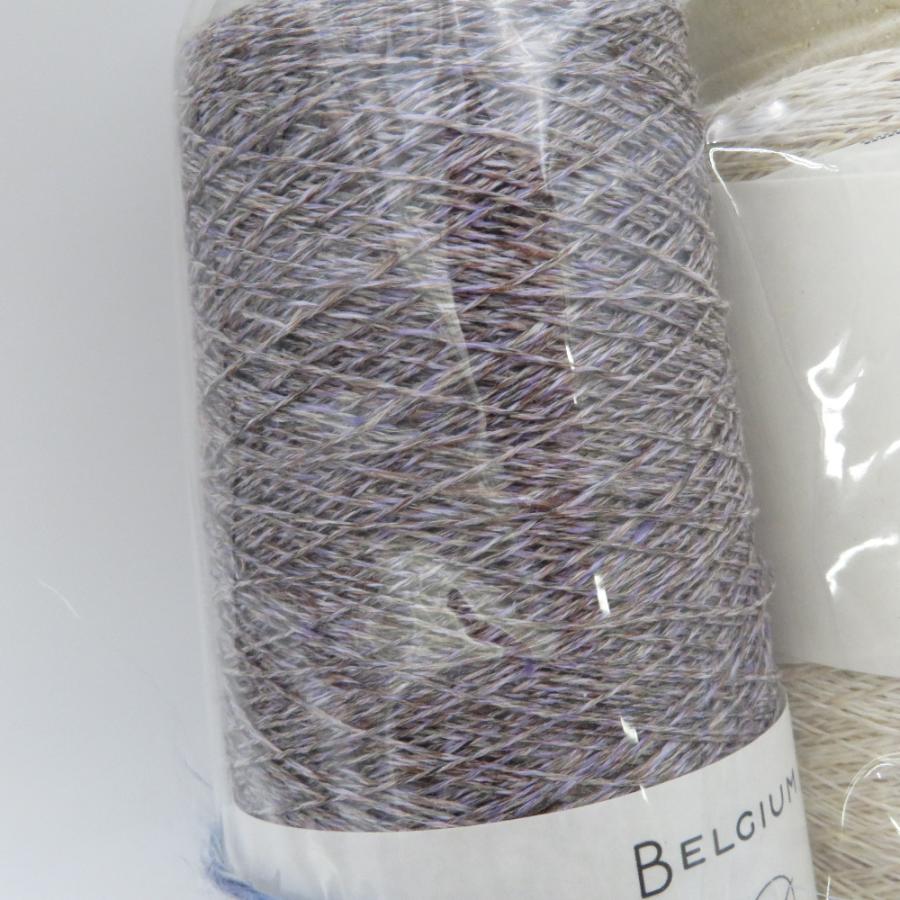 毛糸 BELCIUM LINEN Shiny シャイニー(9番単糸) スタジオエフ 4巻セット 100g 約900ｍ ベージュ系×3/パープル系×1 未使用品_6