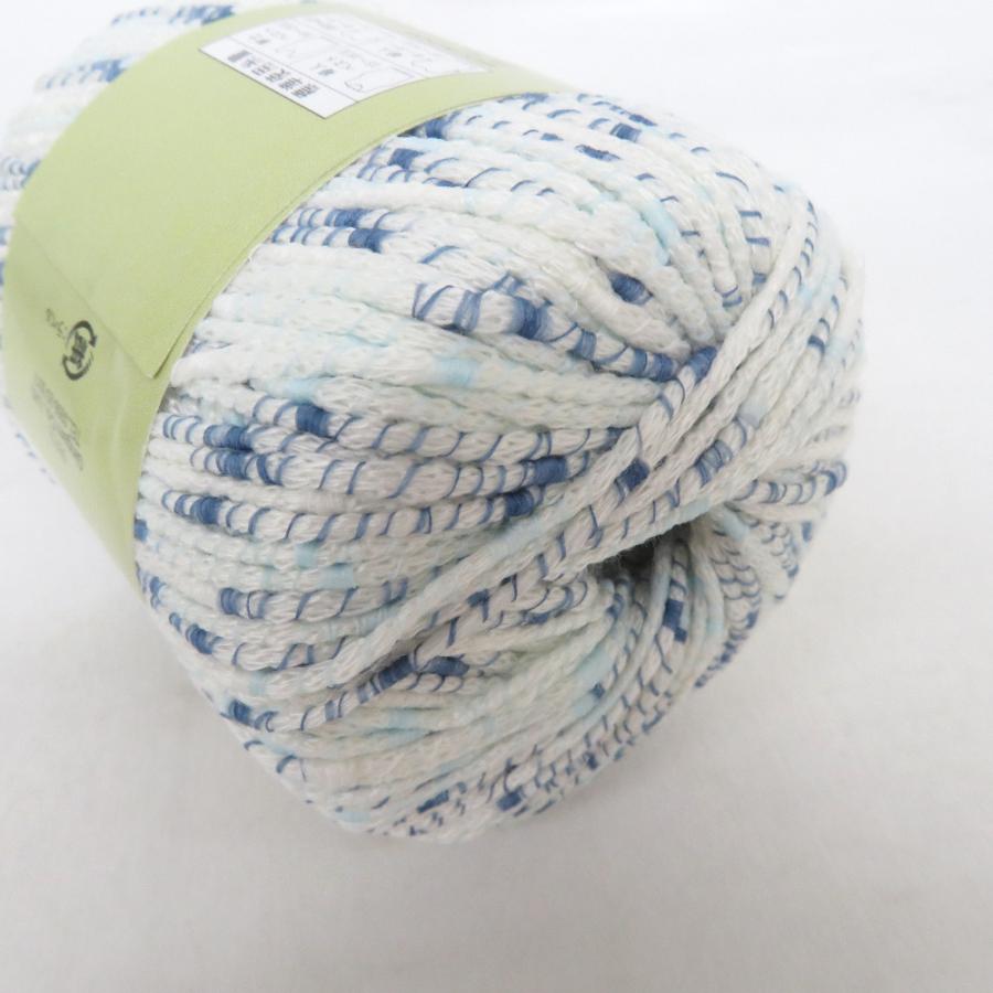 毛糸 Love&Knit Gingam  ファンシーコットン 12玉 4番色 1玉25g玉巻 約45m ホワイト×ブルー 未使用品【中古】 |  | 03