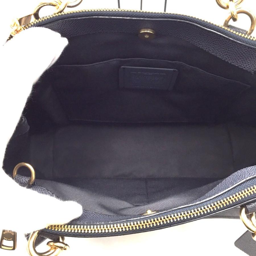 COACH コーチ トートバッグ COACH クロスグレインレザー ブルックキャリーオール2wayトートバッグ ネイビー F25397 美品｜cocoroad｜08