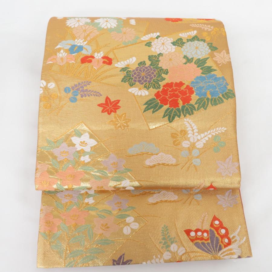 詰替え 美品 蝶 ゴールド 袋帯 - 着物