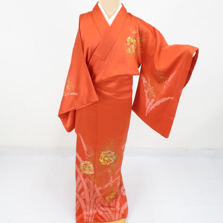 濃いピンク系統 絞り着物 小紋 おしゃれ着 袷 絞り 橙色 | kdcow.com