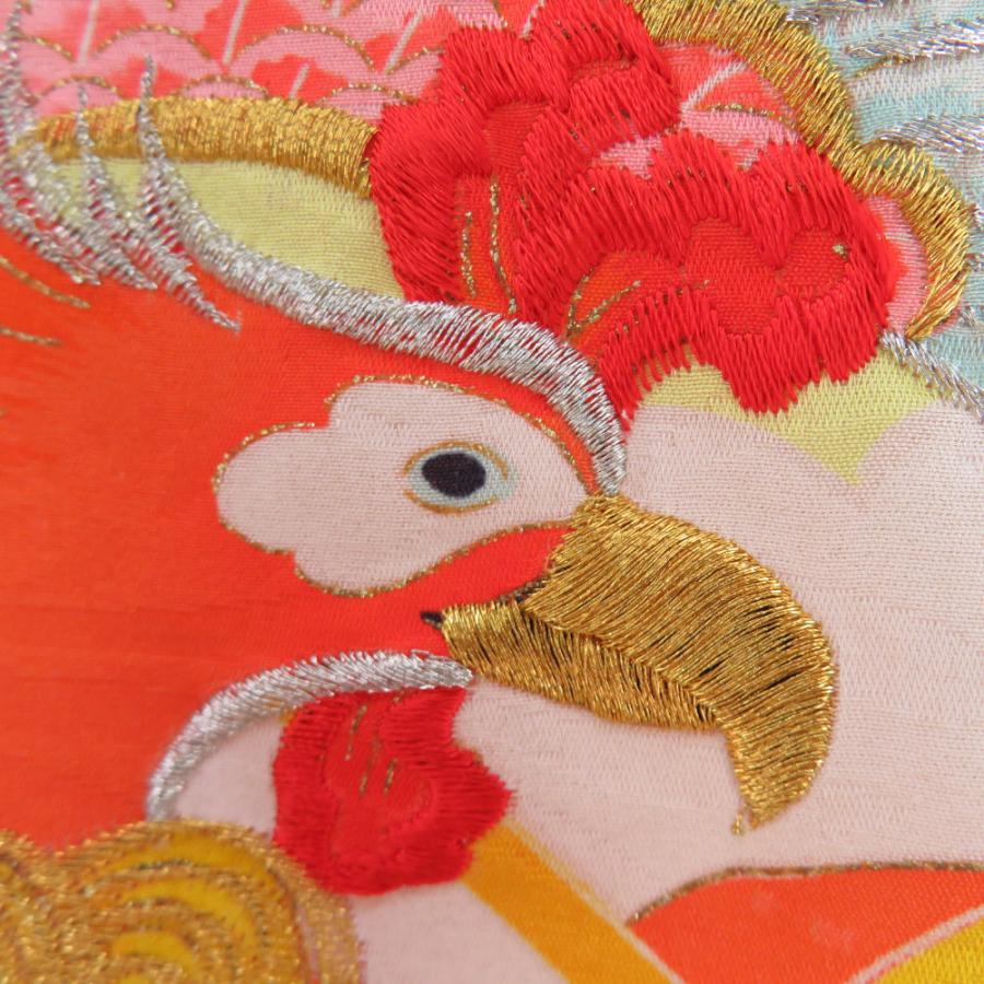 子供着物 女の子用 一つ身 オレンジ色 鳳凰柄 正絹 金糸 昭和レトロ