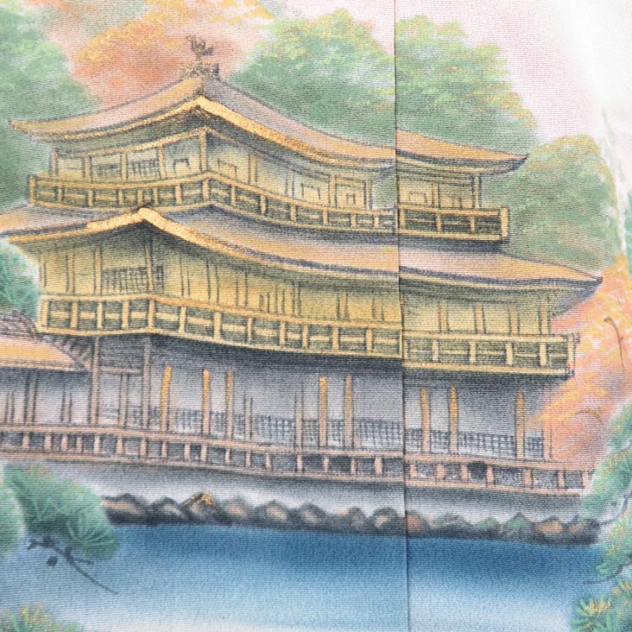 黒留袖 仮絵羽 未仕立て品 伝統工芸士 彩童 金閣寺 作家物 黒色 八掛付