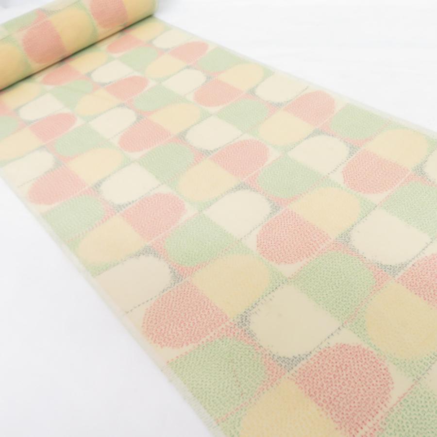 反物 粋紗 夏物 紬 着尺 正絹 薄黄色 絣柄 未仕立て 女性着物用 生地 【キモノオフ野々市若松店】 反物 粋紗 夏物 紬 着尺 正絹 薄黄色 絣柄 未仕立て 女性着物用 生地