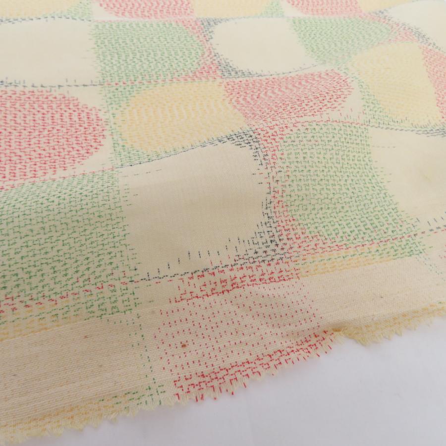 反物 紬 着尺 正絹 茶地 格子絣柄 未仕立て 女性着物用 生地