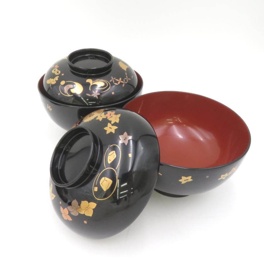 人間国宝 大場松魚氏 寺井直次氏 監修 蒔絵麗沢 吸物椀 5客 共箱