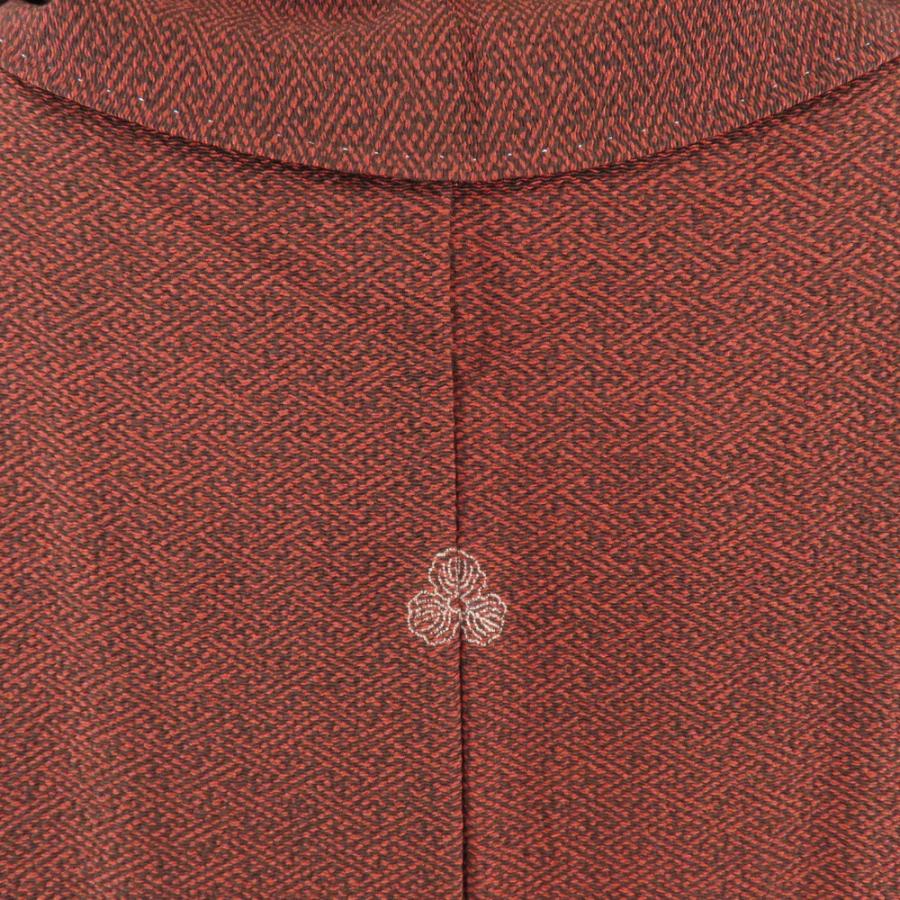 江戸小紋 人間国宝 中村勇二郎 紗綾型 黒色 赤色 袷 広衿 三つ柏 一つ