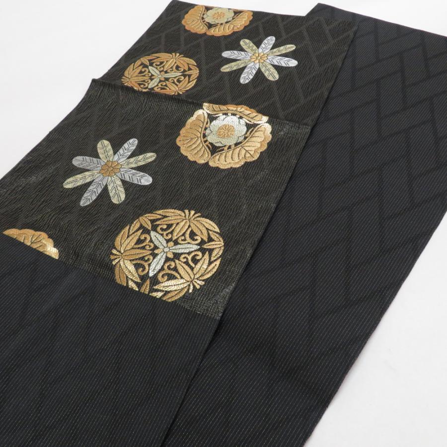 河豚　フグ　珊瑚　魚　袋帯　金通し　正絹　黒　#1513 河豚 フグ 珊瑚 魚 袋帯 金通し 正絹 黒 #1513 七五三 七歳 正絹 結び帯