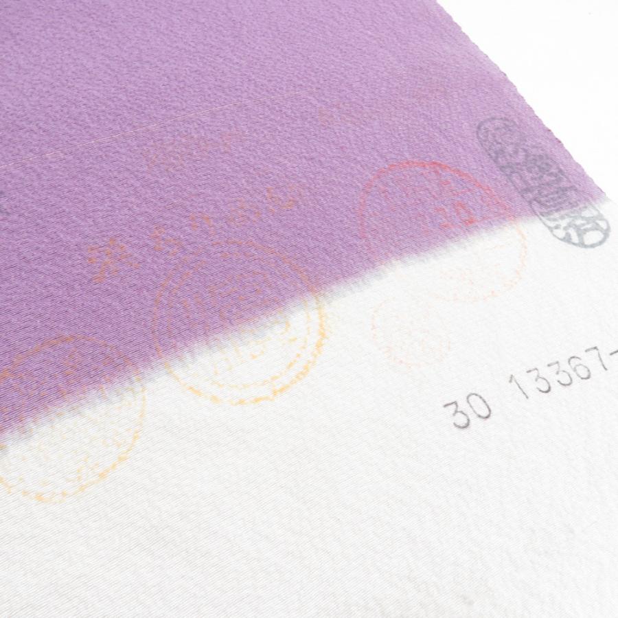 反物 小紋柄 椿文様 紫色 箔 正絹 浜ちりめん 高砂縮緬 着物生地 着尺