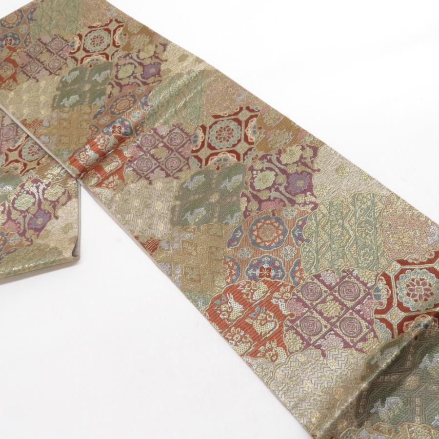 手刺繍 彩美刺繍 スリーシーズン 袋帯 反物 未仕立て品 金糸 正絹 帯裏付き 手刺繍 彩美刺繍 スリーシーズン 袋帯 反物 未仕立て品 金糸 正絹 帯裏