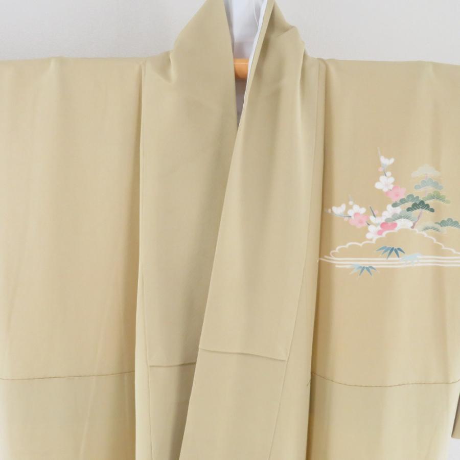 本加賀友禅 訪問着 奥田勝将 建物に草花文様 黄土色 作家物 落款 本加賀友禅 訪問着 奥田勝将 建物に草花文様 黄土色 作家物 落款
